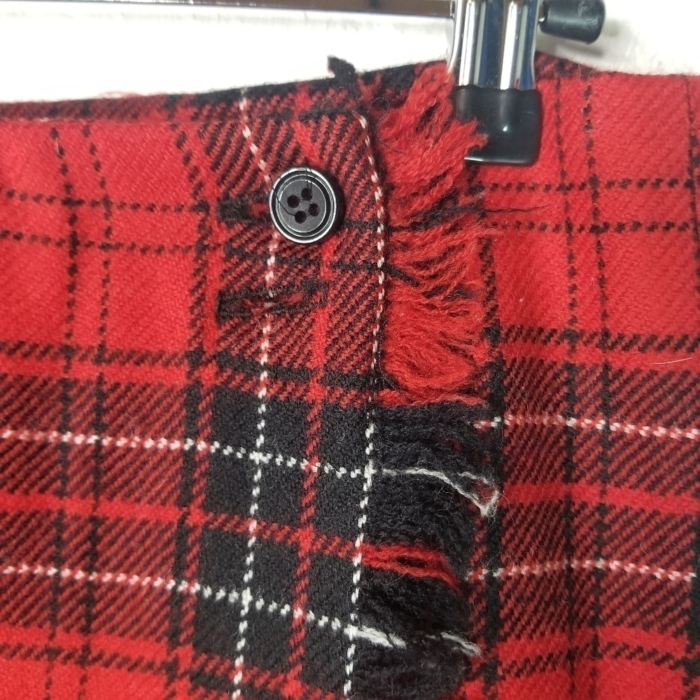 Vtg Rafaella red plaid wool blanket holiday cozy skirt - Picture 8 of 10